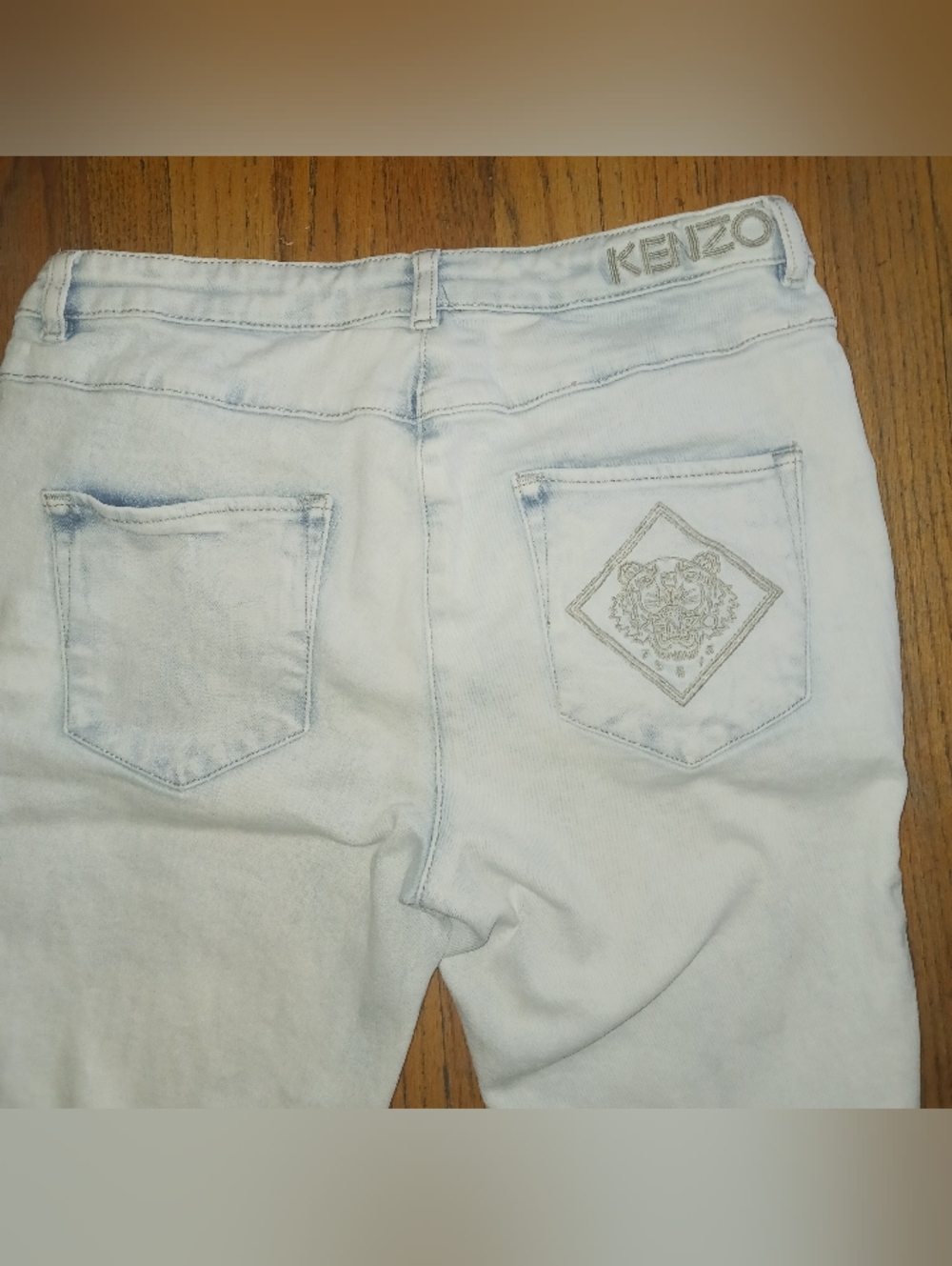 Kenzo Light Wash Denim Jeans with Embroidered Back Pocket